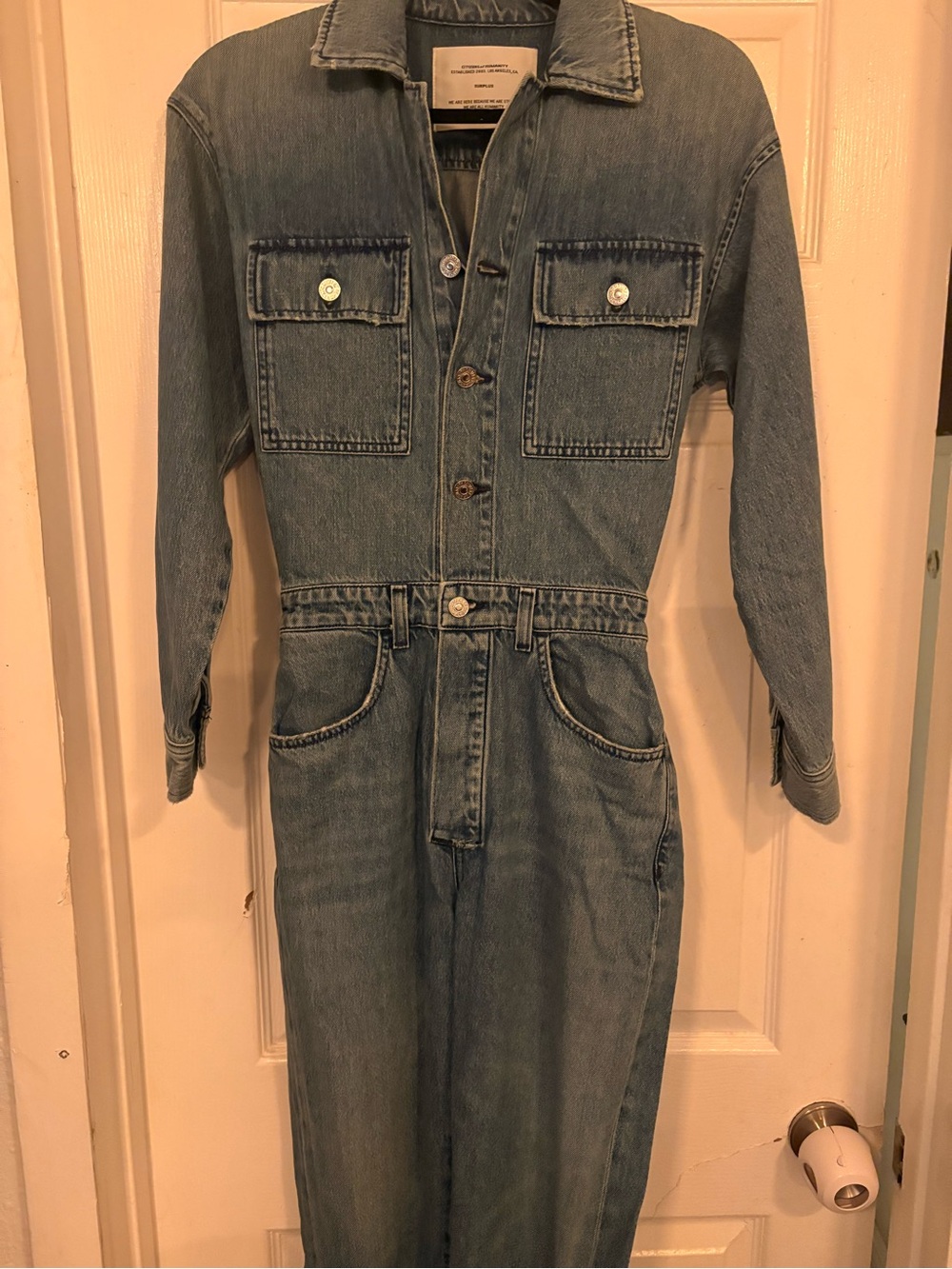 Citizens Of Humanity Light Blue Denim One-Piece Jumpsuit